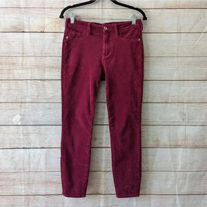 Pilcro & The Letterpress Size 27 High Rise Skinny Ankle Corduroy Pants Maroon